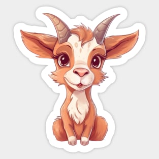 Cute Cartoon Baby Goat Illustration Sticker